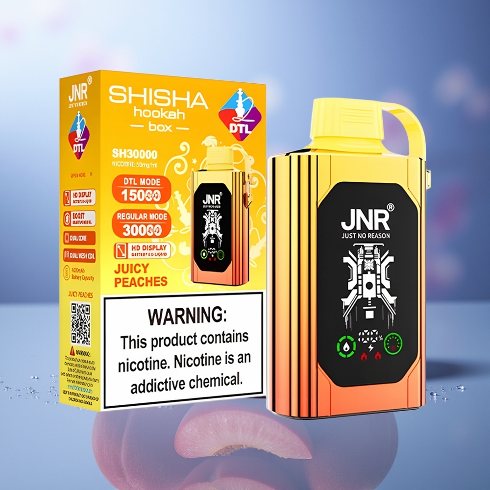JNR Shisha Hookah Box 20500 Puffs Melocotones Jugosos HD Display 1000mAh Tipo-C