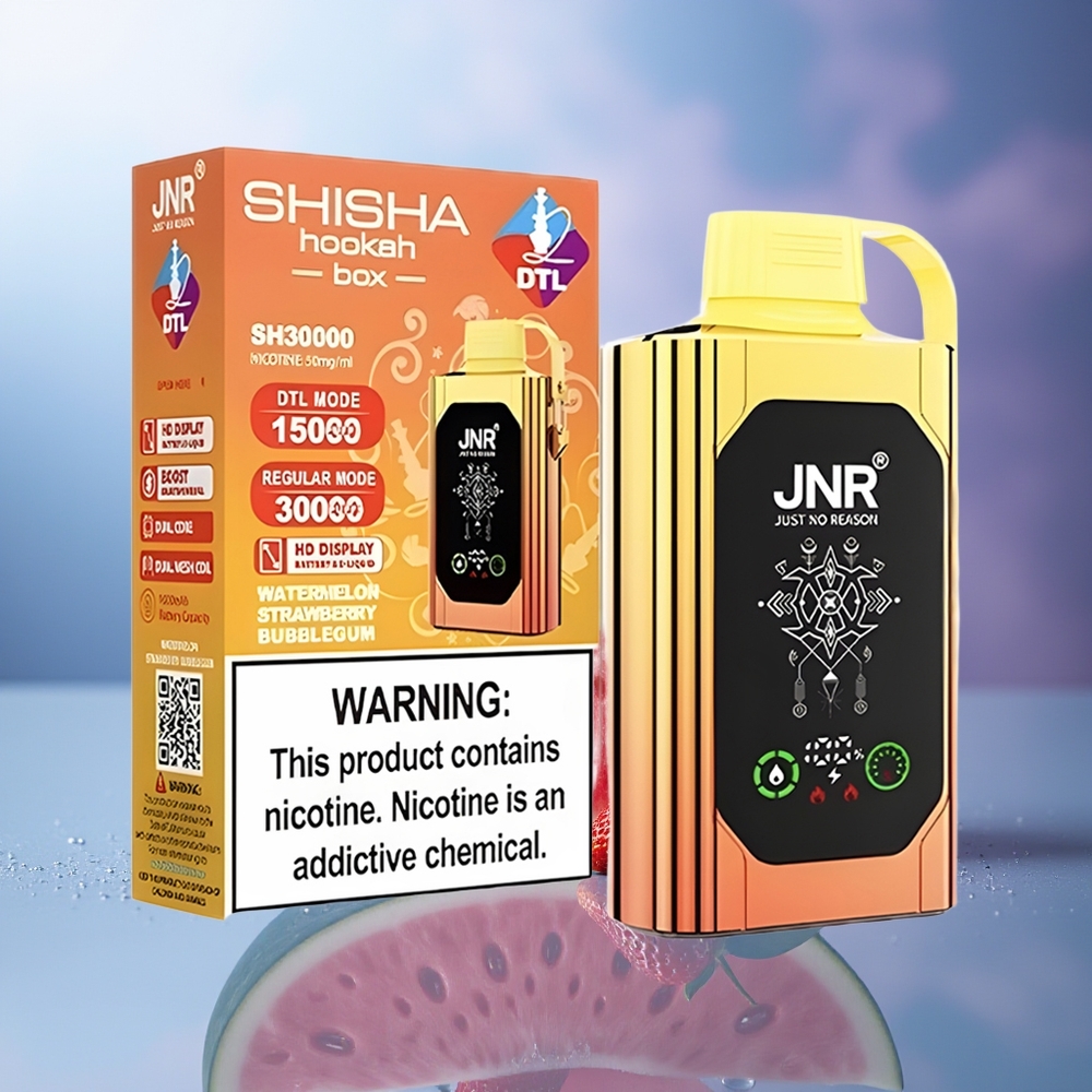 JNR Shisha Hookah Box 20500 Puffs Sandía Fresa Chicle HD Display 1000mAh Dual Mesh Coil