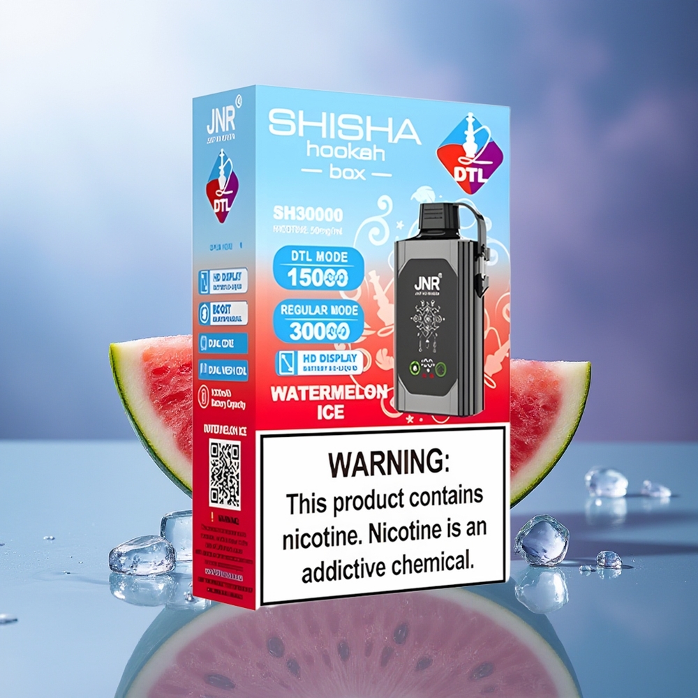 JNR Shisha Hookah Box 20500 Puffs Sandía Hielo HD Display 1000mAh Dual Mesh Coil