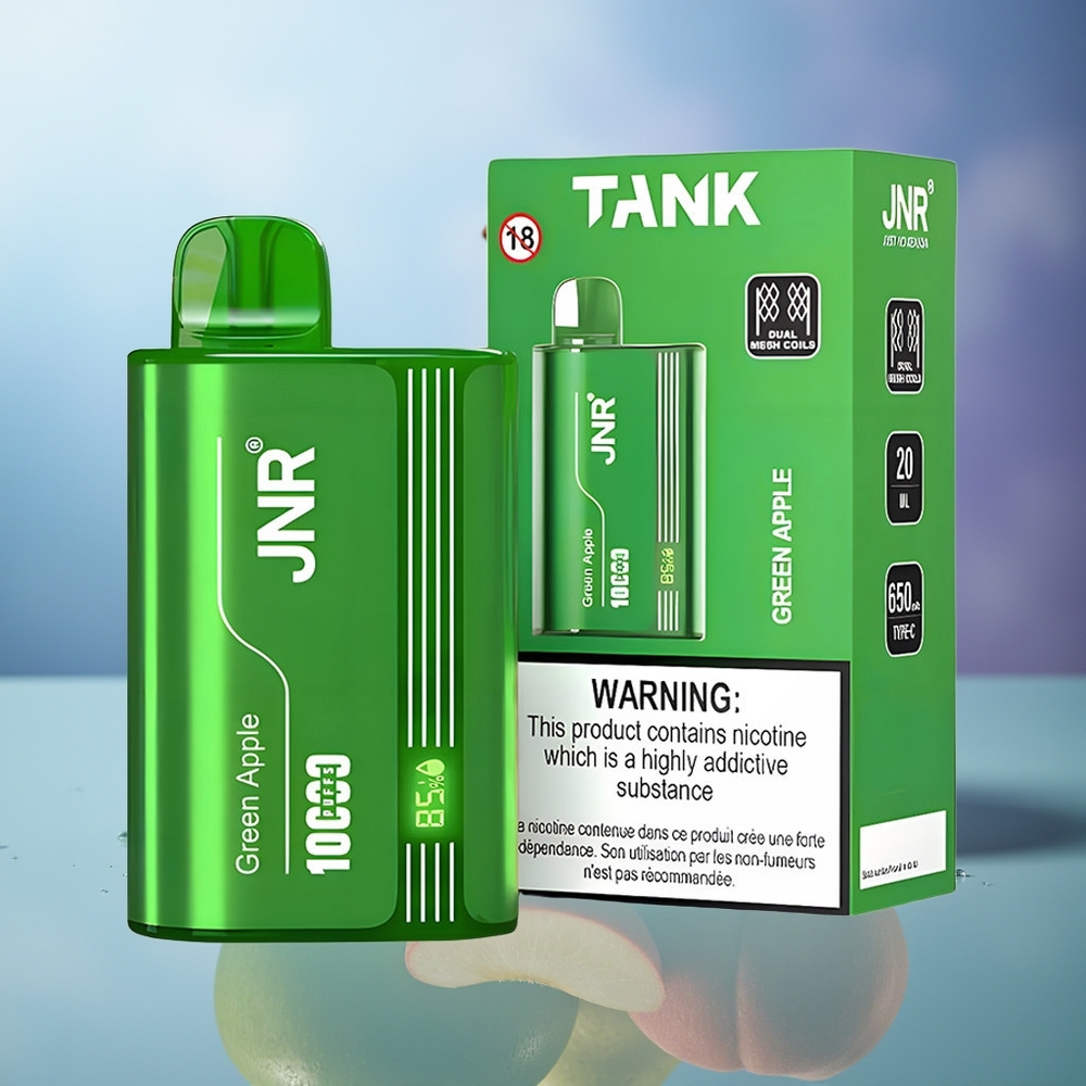 JNR Tank 10000 Puffs Manzana Verde Melocotón Pera Carga Rápida Tipo-C Batería 650mAh Pantalla Digital