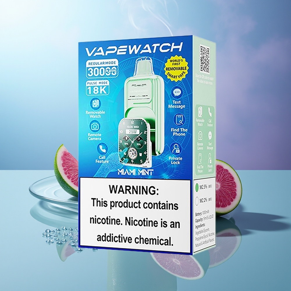 JNR VapeWatch 30000 Puffs 1000mAh 19mL Menta de Miami Dual Mesh Coil