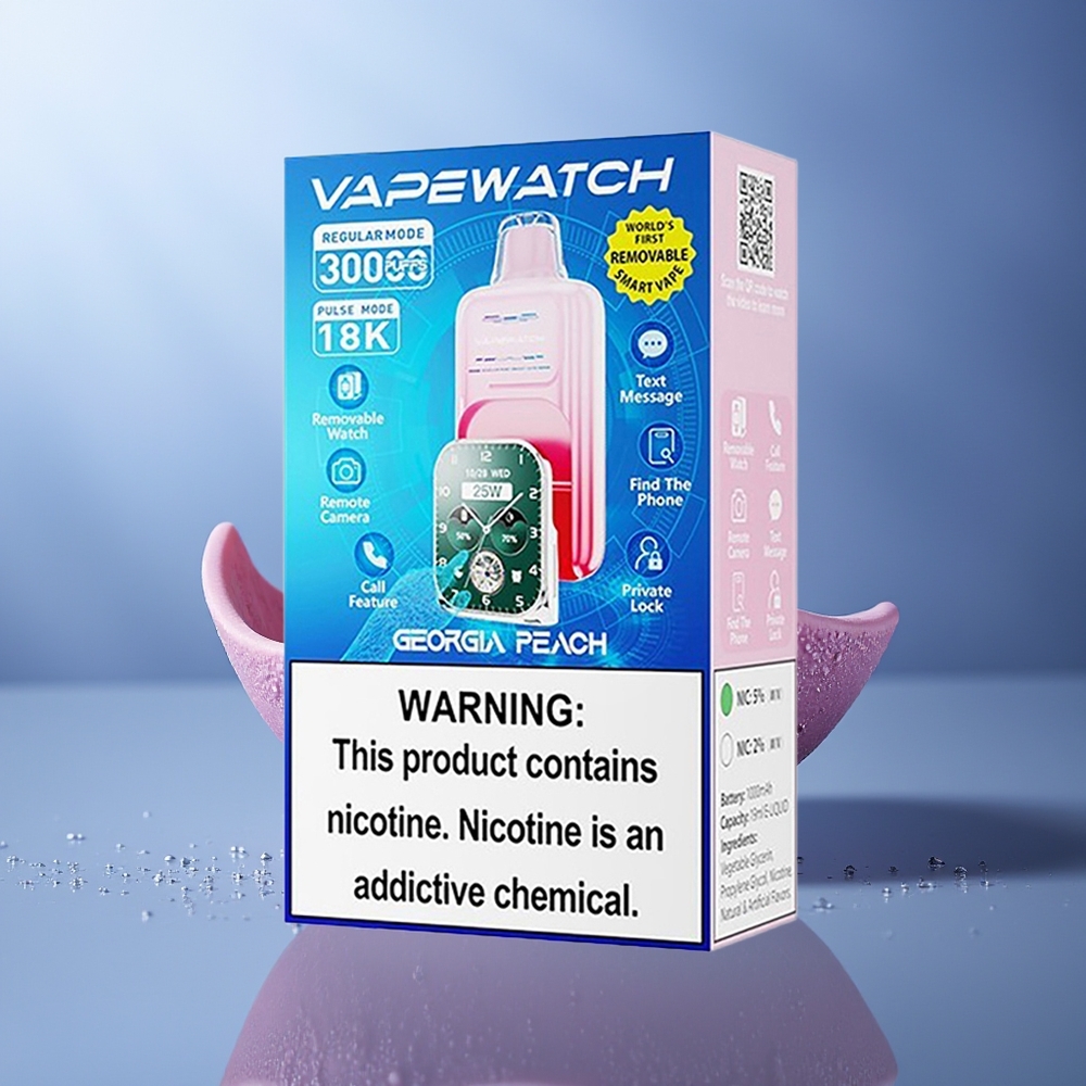 JNR VapeWatch 30000 Puffs 1000mAh Tipo-C Durazno de Georgia Doble Malla