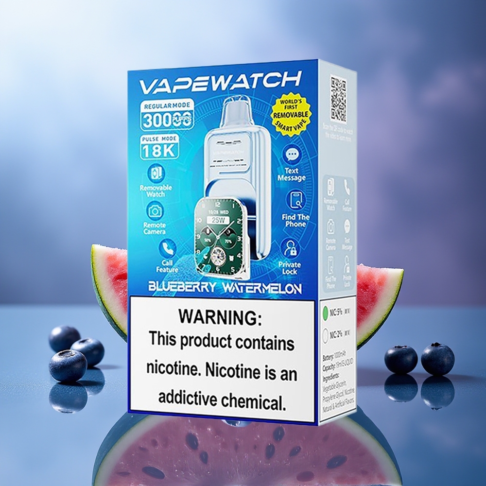 JNR VapeWatch 30000 Puffs 19mL 5% Dual Mesh Carga Rápida Type-C Arándano Sandía