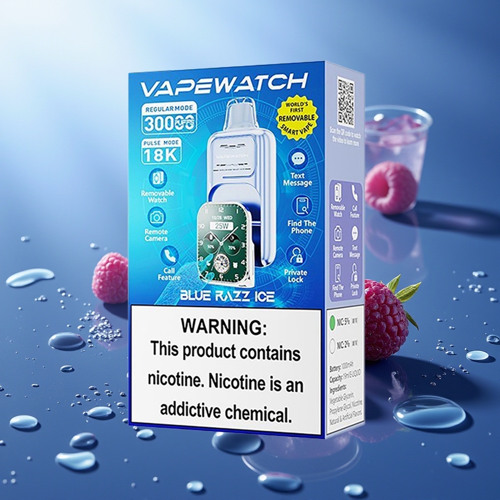 JNR VapeWatch 30000 Puffs Azul Frambuesa Hielo 1000mAh 19mL Tipo-C
