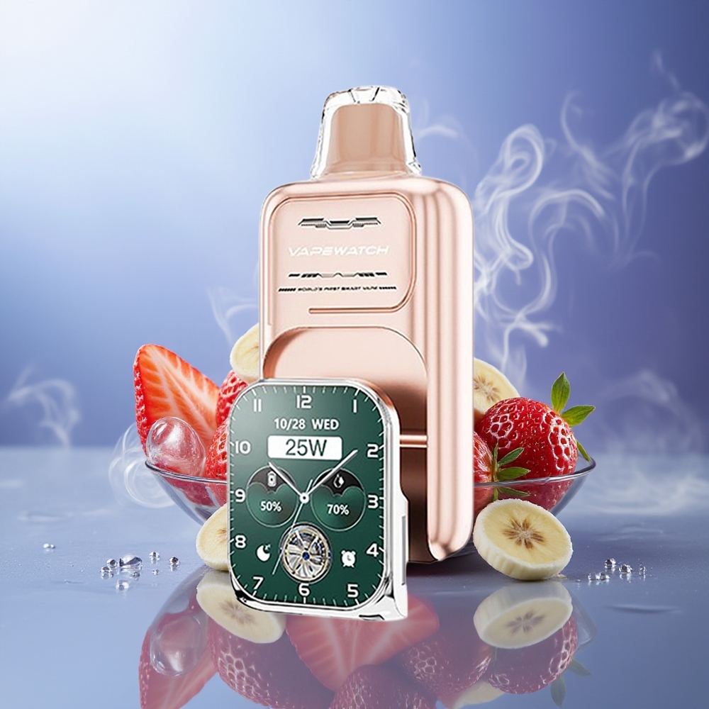 JNR VapeWatch 30000 Puffs Fresa Plátano 1000mAh 5% Tipo-C Carga Rápida