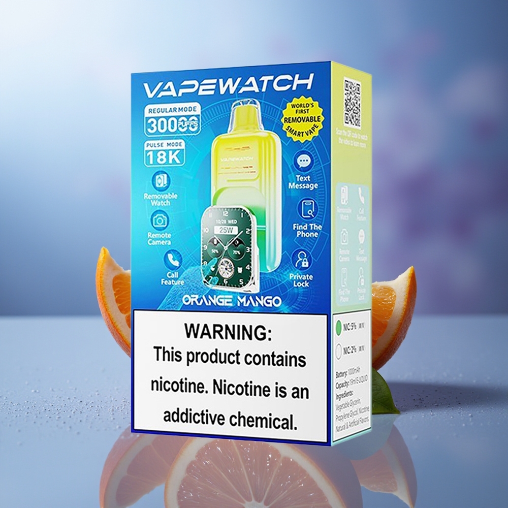 JNR VapeWatch 30000 Puffs Naranja Mango Dual Mesh Coil 19mL 5% Type-C