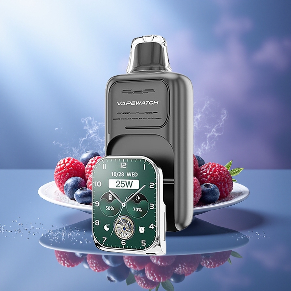 JNR VapeWatch 30000 Puffs Triple Berry 1000mAh Tipo-C Carga Rápida Dual Mesh Coil