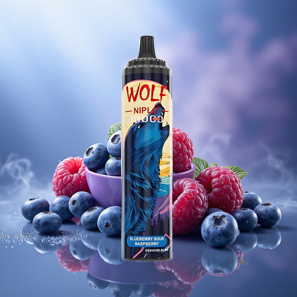 JNR Wolf Niplo 10000 Puffs Arándano Agrio Frambuesa Malla 1.0 Ohm Tipo-C