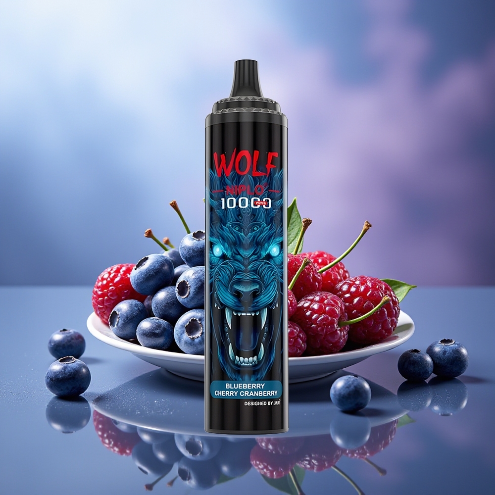 JNR Wolf Niplo 10000 Puffs Arándano Cereza Blueberry 1.0 Ohm 650mAh Tipo-C