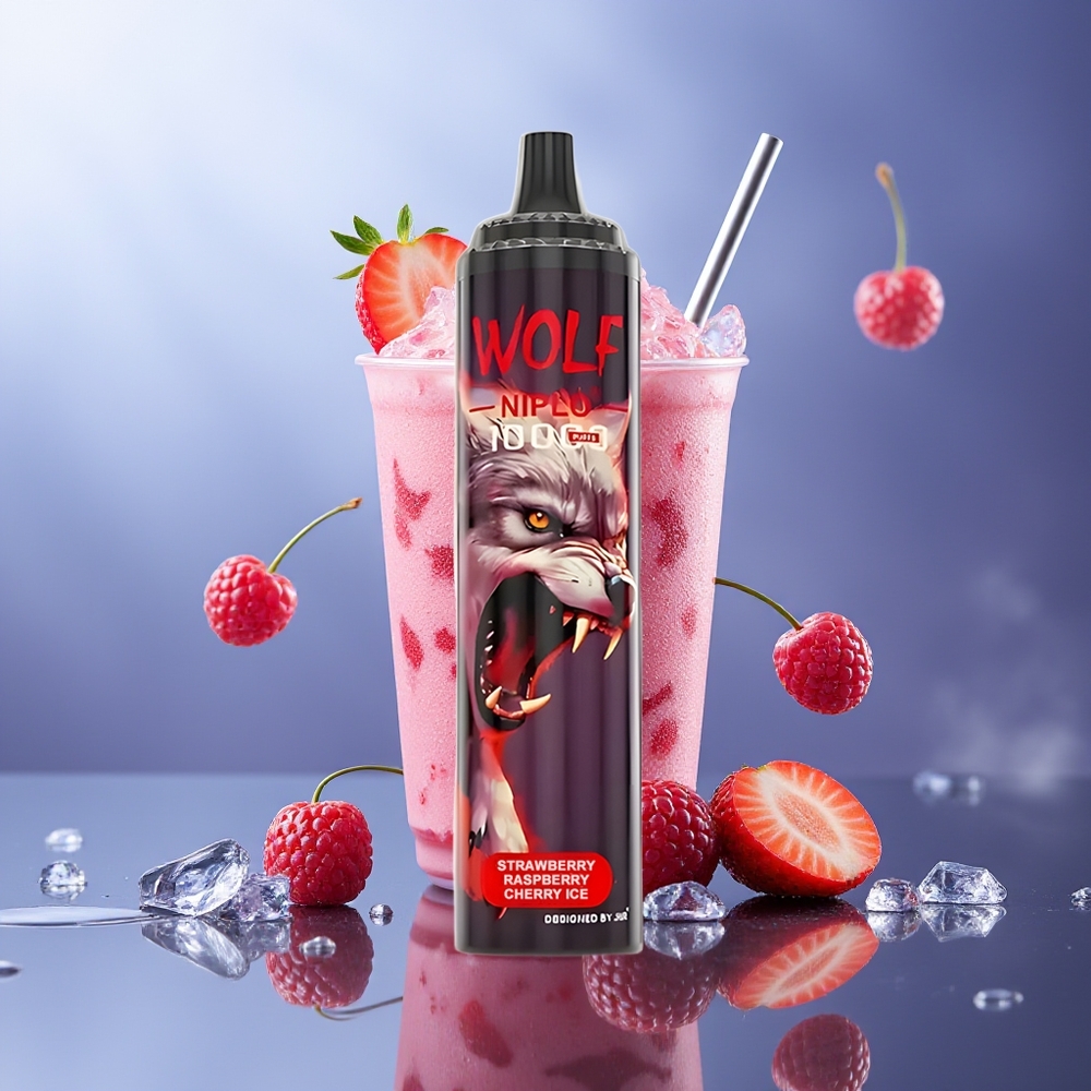 JNR Wolf Niplo 10000 Puffs Fresa Frambuesa Cereza Hielo 1.0 Ohm 20ml 650mAh