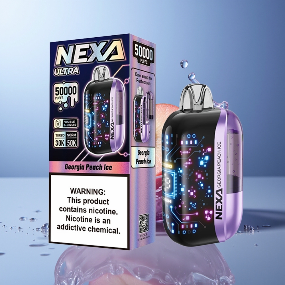 NEXA Ultra 50000 Puffs Melocotón de Georgia Helado con 20ml Capacidad Precargada, 800mah Batería y Pantalla Curva 3D